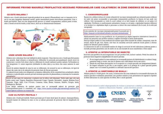Măsuri profilactice necesare persoanelor care călătoresc în zone endemice de malarie